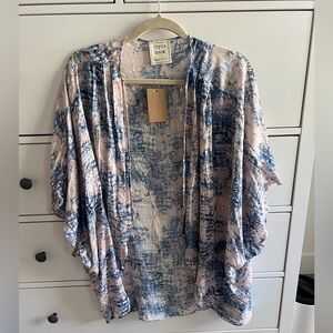 NWT Style Rack Blue & Pink Tie-Dye Open Front Cardigan Size OS